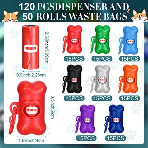 120 Pcs Bone Dog Poop Bag Dispensers with Bags and Hooks