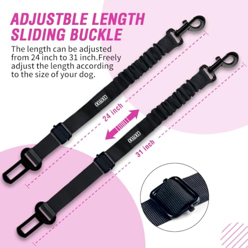 Dog Seat Belt (Set 02-Black+Pink)