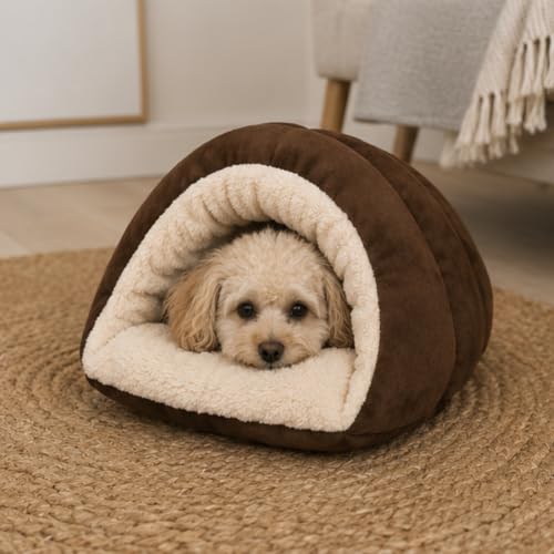 Sleep Zone Cuddle Cave Pet Bed (Brown)