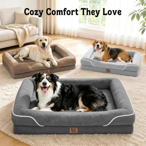 Orthopedic Waterproof Dog Bed for Medium and Large Dogs (Navy / 36"L x 27"W x 7"Th)