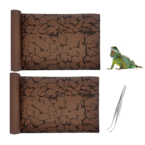 2 PCS Reptile Carpet Sand Mat Pet Terrarium Liner Lizard Bedding Mat Substrate Leopard Gecko Tank Accessories for Tortoise Turtle Snake Chameleon with Tweezers 16x23In (M:15.7"x23.6"(2Pcs))