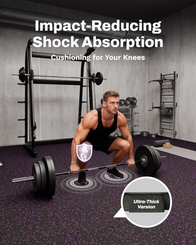 0.79" Thick Gym Flooring for Home Gym (Black/Purple / 96 Sq Ft (24 Tiles))