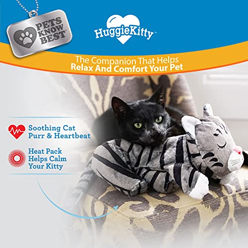 HuggieKitty Comfort Purring Companion with Heartbeat Sleep Aide for Cats & Kittens (Grey)