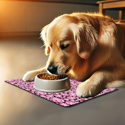 Feminine Pet Mat for Food and Water (Pink)