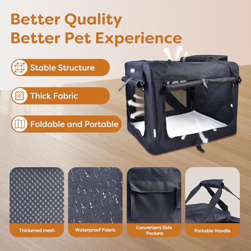 3 Door Soft Dog Crates Kennel (Graphite Black)