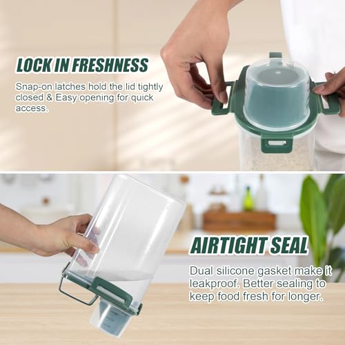 3 Lbs Pet Dog Food Storage Container for Bird Seed Rice Flour (Pine Green-3L)