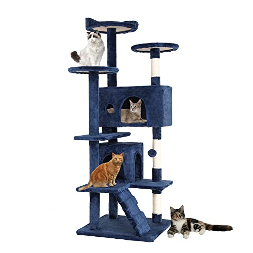 54" Cat Tree Tower (54in / Navy Blue)