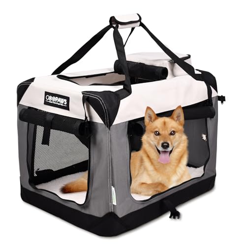 3 Door Soft Dog Crates Kennel (7-Light Grey)