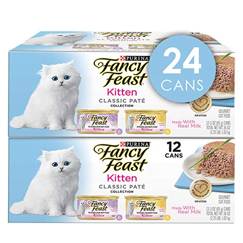 Purina Fancy Feast Grain Free Pate Wet Kitten Food Variety Pack (3 Ounce (Pack of 24))