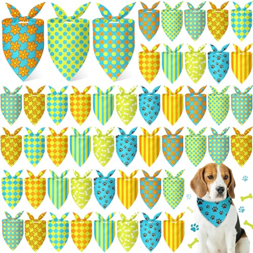 50 Pcs Cartoon Dog Bandana Bulk for Hippie Paw Print Flower Adventure Cute Soft Triangle Dog Bibs Summer Theme Birthday Party Supplies for Small Medium Large Costume 25.6 x 17.7 x 17.7 Inch (Cartoon Dog / 25.6 x 17.7 x 17.7 Inch)