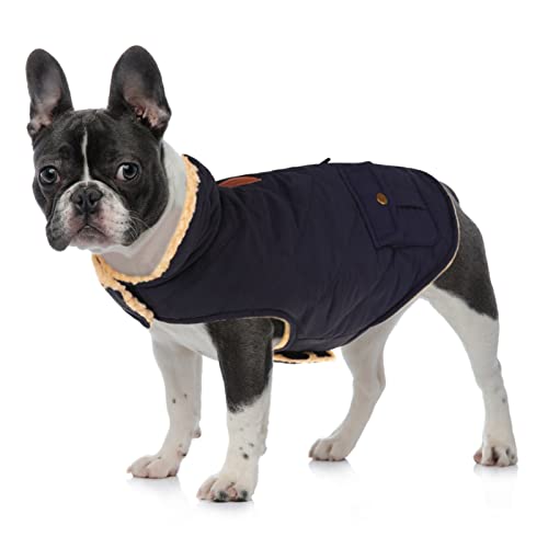 Warm Puffer Dog Jacket Thick Plush Quilting Small Winter Coat (Small / Dark Navy)