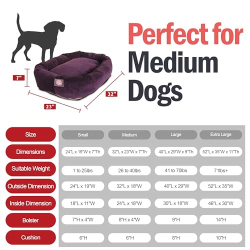 32 Inch Micro Velvet Calming Dog Bed Washable (Aubergine)