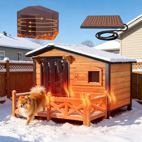 Heated Dog House for Outside Iron Frame Outdoor Shelter