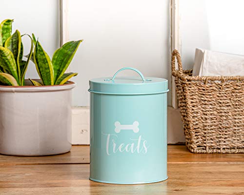Metal Pet Treat Jar with Airtight Lid for Dogs (Jasper (Powder Blue))