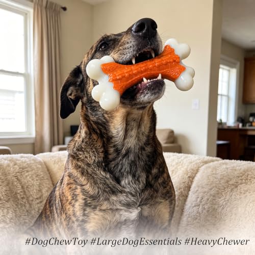 2 Pack Indestructible Dog Toys for Aggressive Chewers (2PC-Peanut Butter-Orange)