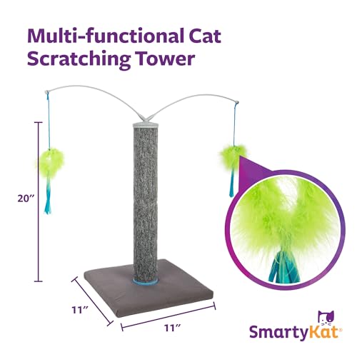 Scratch 'N Spin Carpet Cat Scratching Post with 2 Spinning Wand Toys (4 wands + post)