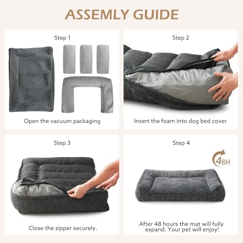 XL Orthopedic Dog Bed for Large Dogs (XL Plus(45"L x 32"W x 9.5"Th) / Grey)